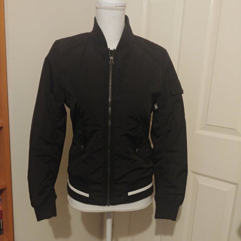 Marc New York Zip Up Jacket Jersey Letterman Style Black Small